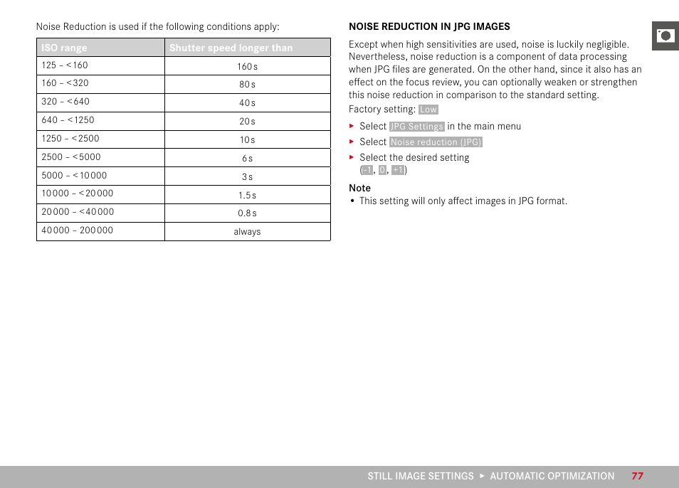 Noise reduction in jpg images | LEICA M11 Monochrom Rangefinder Camera User Manual | Page 77 / 185