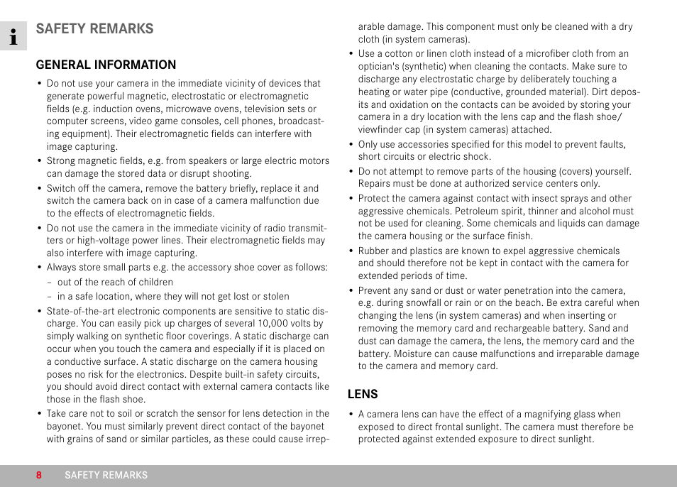 Safety remarks | LEICA M11 Monochrom Rangefinder Camera User Manual | Page 8 / 185