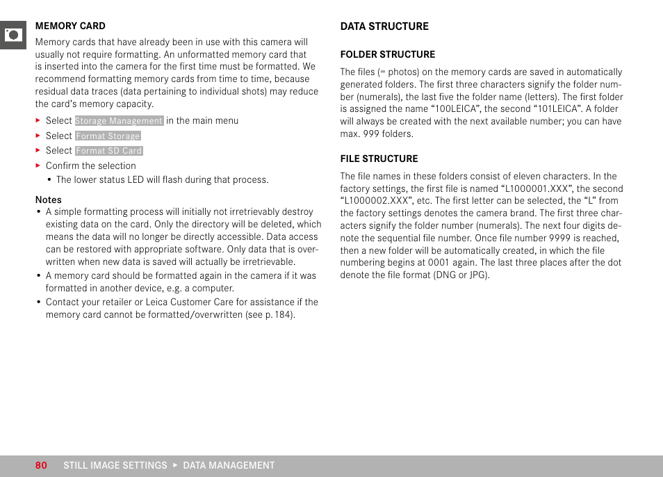 Data structure | LEICA M11 Monochrom Rangefinder Camera User Manual | Page 80 / 185