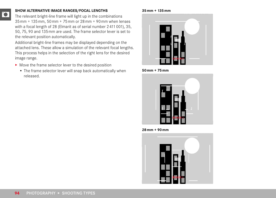 Photography ▸ shooting types 94 | LEICA M11 Monochrom Rangefinder Camera User Manual | Page 94 / 185