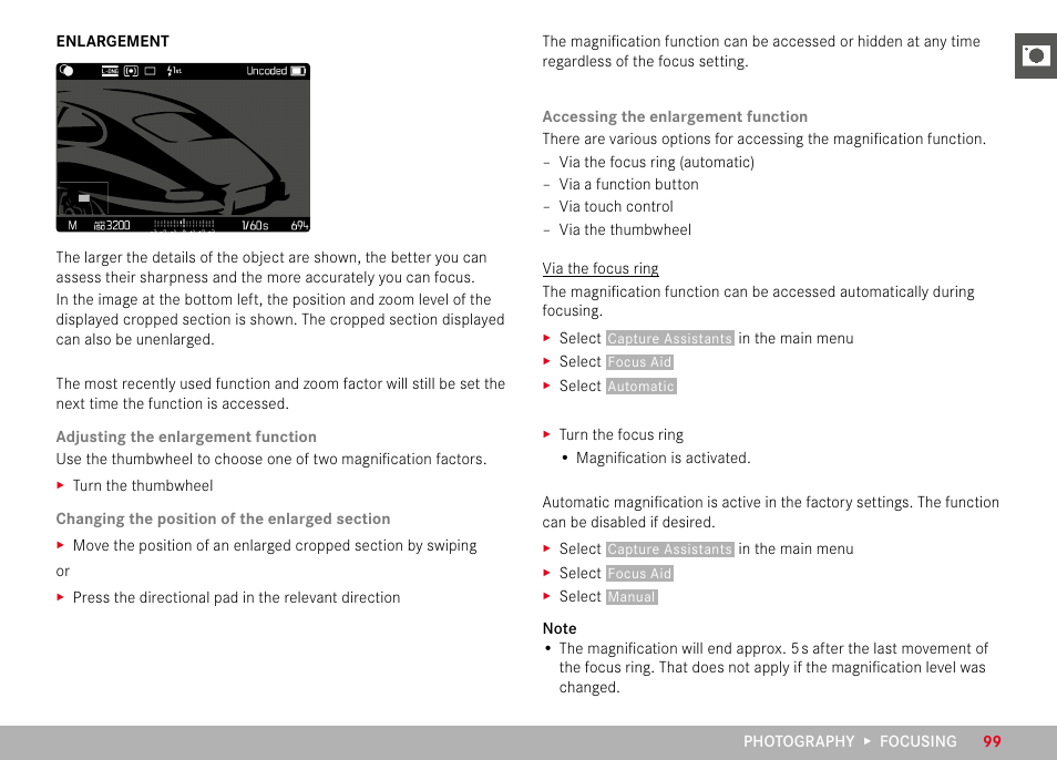 Enlargement | LEICA M11 Monochrom Rangefinder Camera User Manual | Page 99 / 185