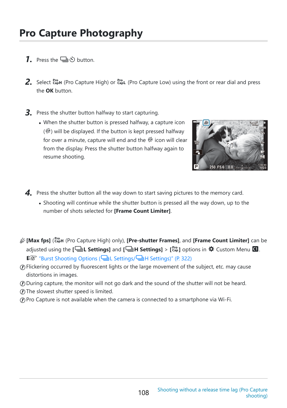 Pro capture photography, Bc c c c | OM SYSTEM OM-5 Mirrorless Camera with 12-45mm f/4 PRO Lens (Silver) User Manual | Page 108 / 467