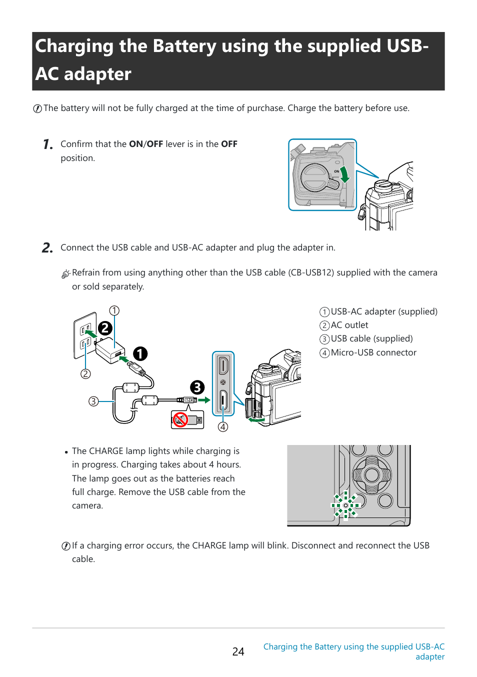 P. 24 | OM SYSTEM OM-5 Mirrorless Camera with 12-45mm f/4 PRO Lens (Silver) User Manual | Page 24 / 467