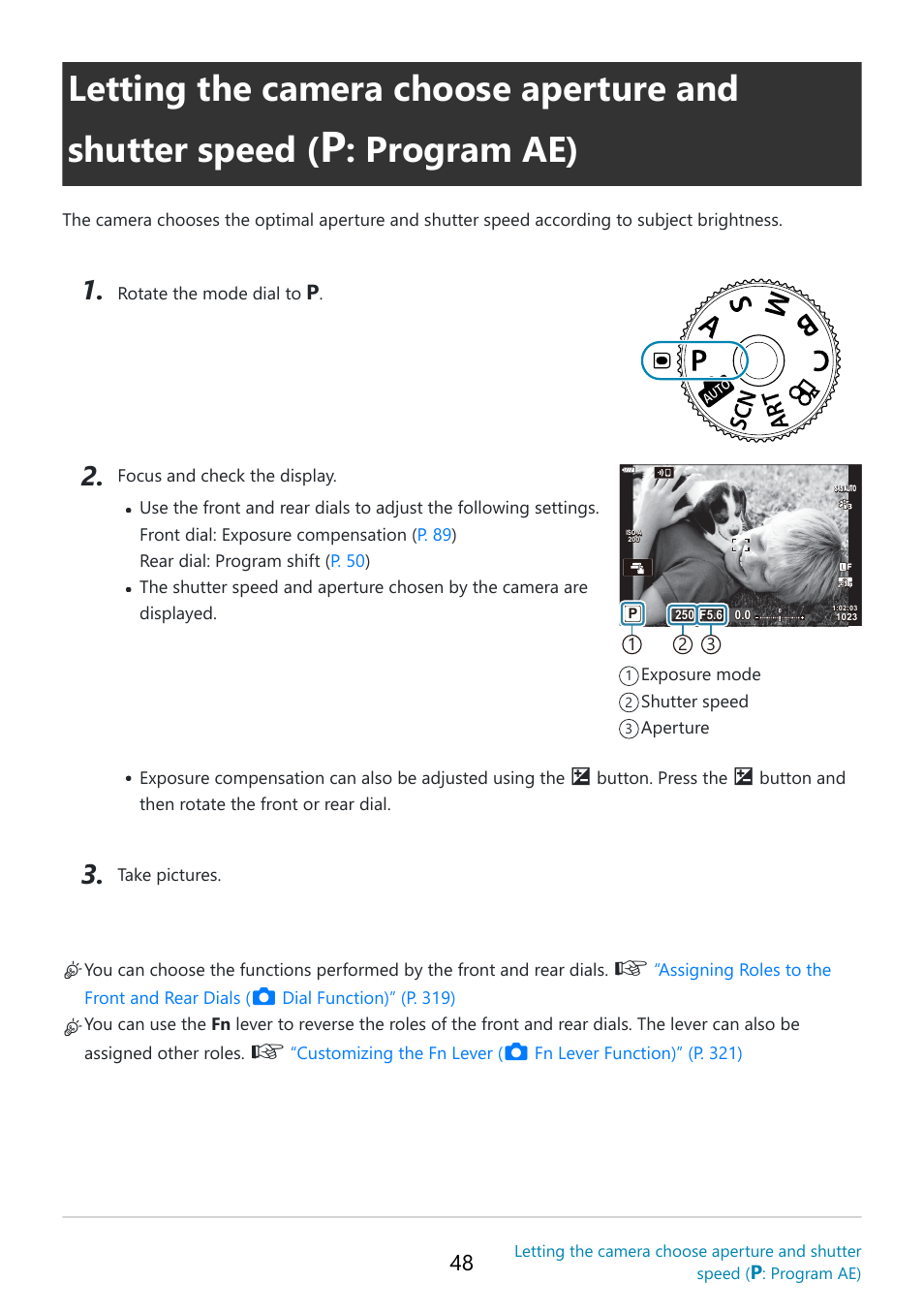 Program ae), P. 48, Er speed | OM SYSTEM OM-5 Mirrorless Camera with 12-45mm f/4 PRO Lens (Silver) User Manual | Page 48 / 467