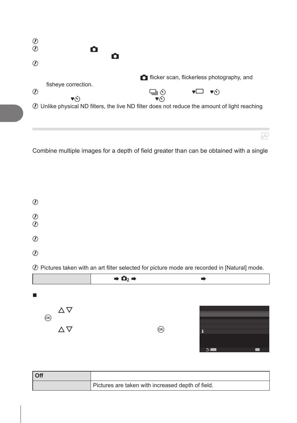 Increasing depth of field (focus stacking), P. 160, Pa s m b | Shooting settings | OM SYSTEM OM-1 Mirrorless Camera User Manual | Page 160 / 342