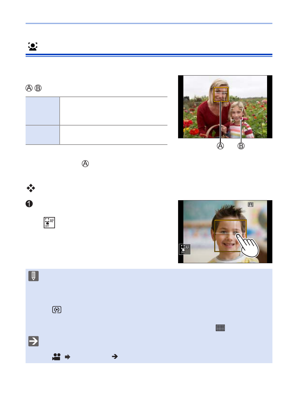 Face/eye detection, Specify the eye to bring into focus | Panasonic Lumix G100 Mirrorless Camera with 12-32mm Lens User Manual | Page 131 / 509