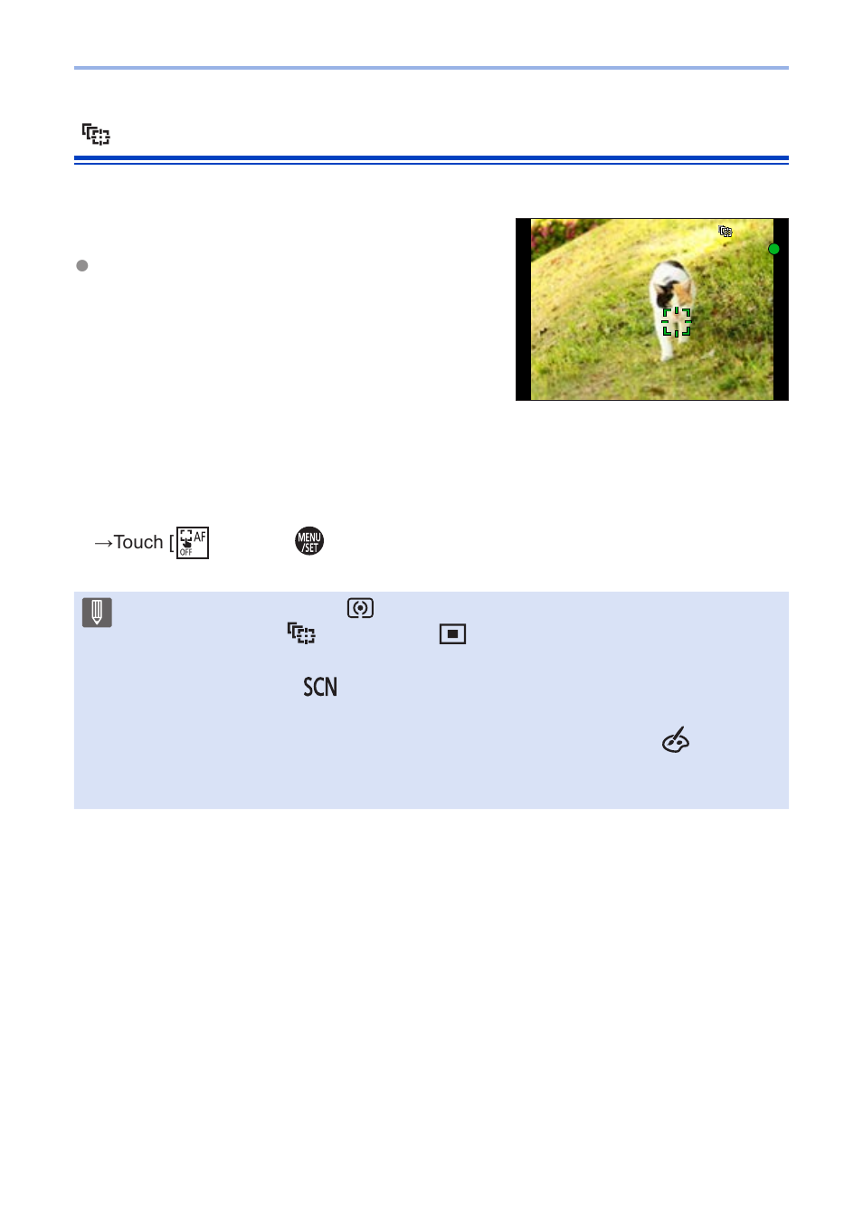 Tracking, Start tracking | Panasonic Lumix G100 Mirrorless Camera with 12-32mm Lens User Manual | Page 133 / 509