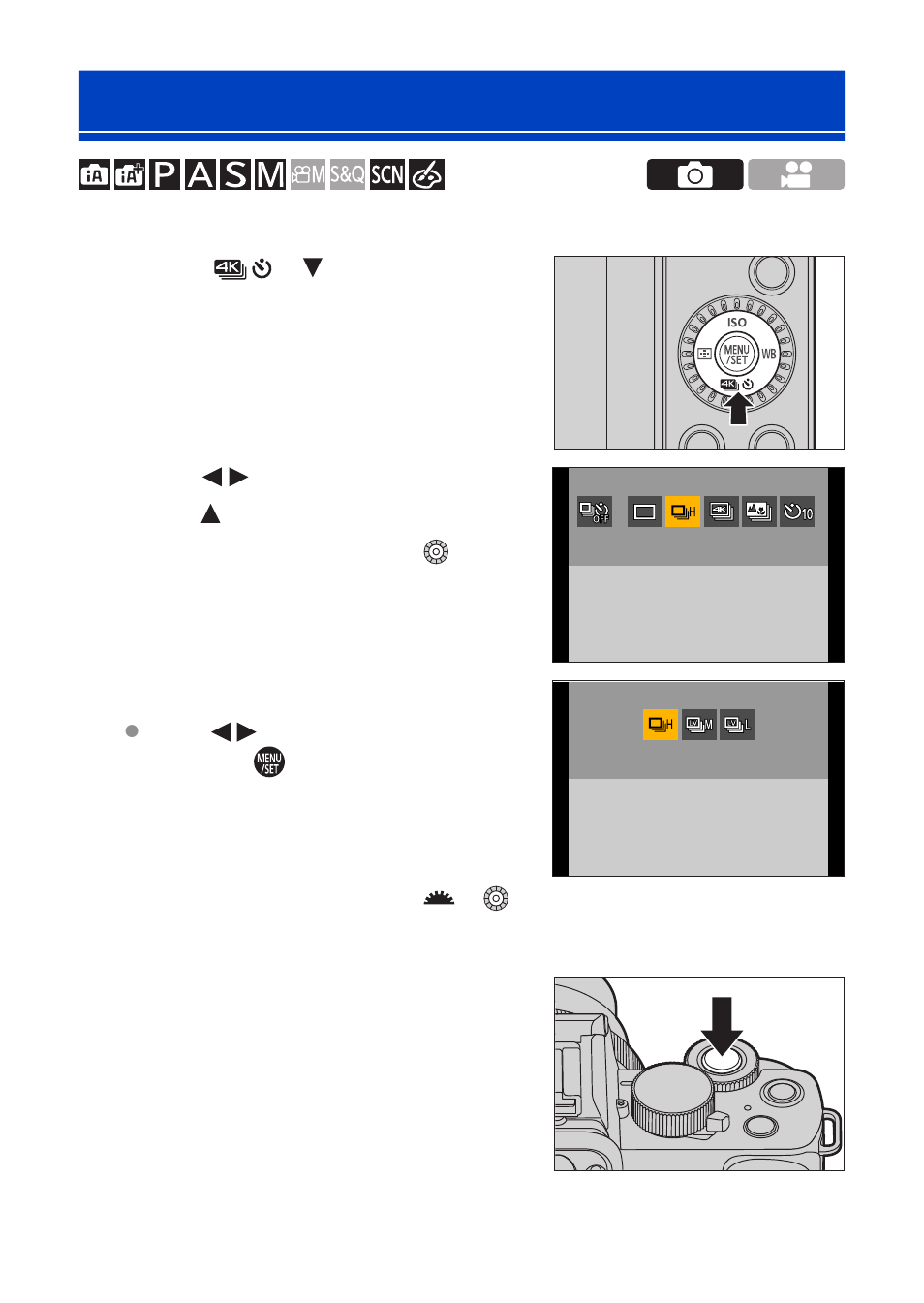 Taking burst pictures | Panasonic Lumix G100 Mirrorless Camera with 12-32mm Lens User Manual | Page 158 / 509