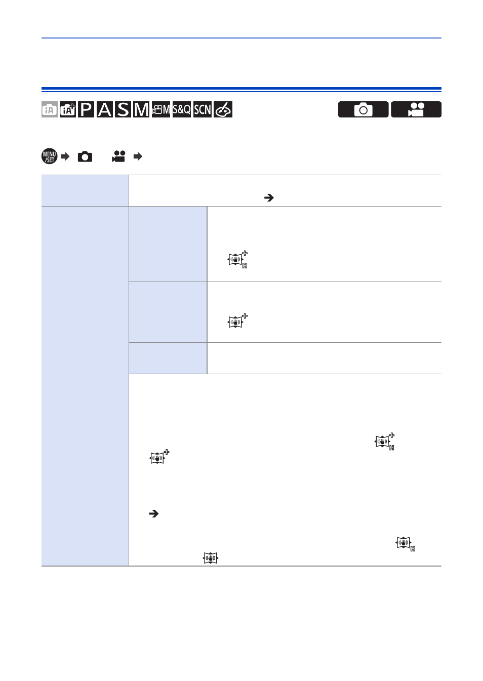 Image stabilizer settings | Panasonic Lumix G100 Mirrorless Camera with 12-32mm Lens User Manual | Page 205 / 509