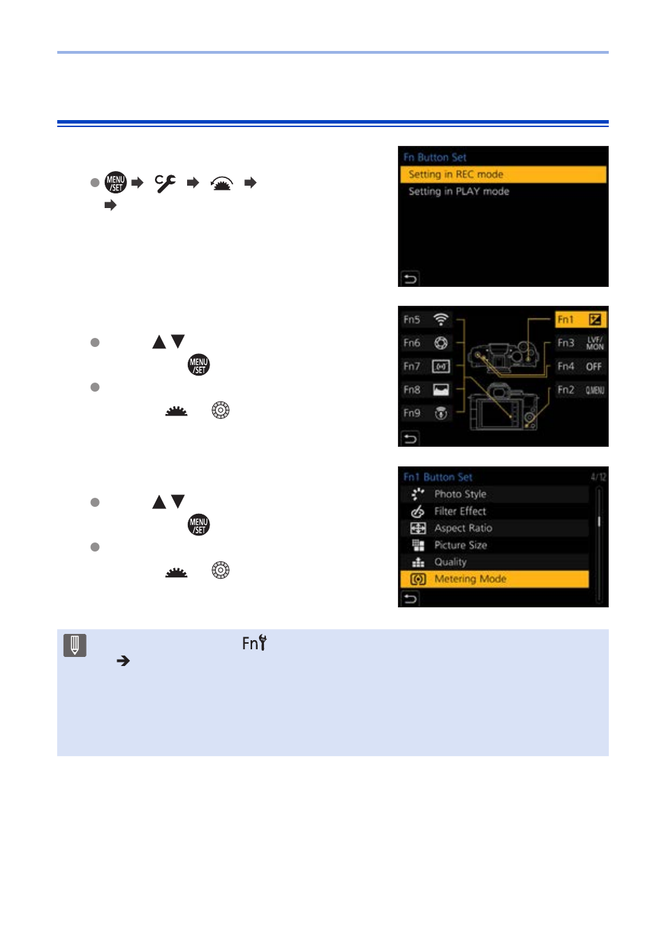 Register functions to the fn buttons | Panasonic Lumix G100 Mirrorless Camera with 12-32mm Lens User Manual | Page 293 / 509