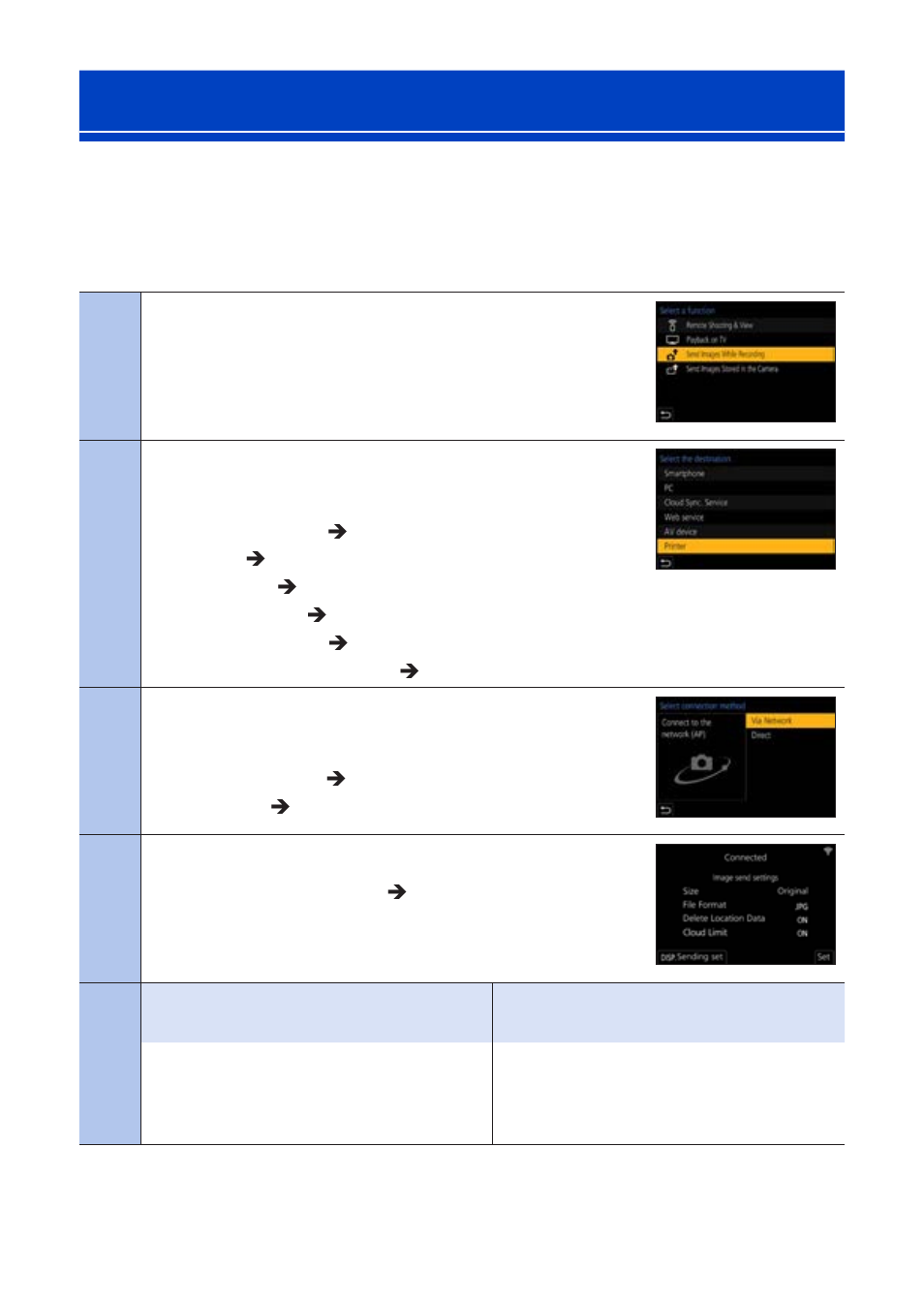 Sending images from the camera, Select the sending method, Check the send settings | Take pictures, Select an image | Panasonic Lumix G100 Mirrorless Camera with 12-32mm Lens User Manual | Page 400 / 509