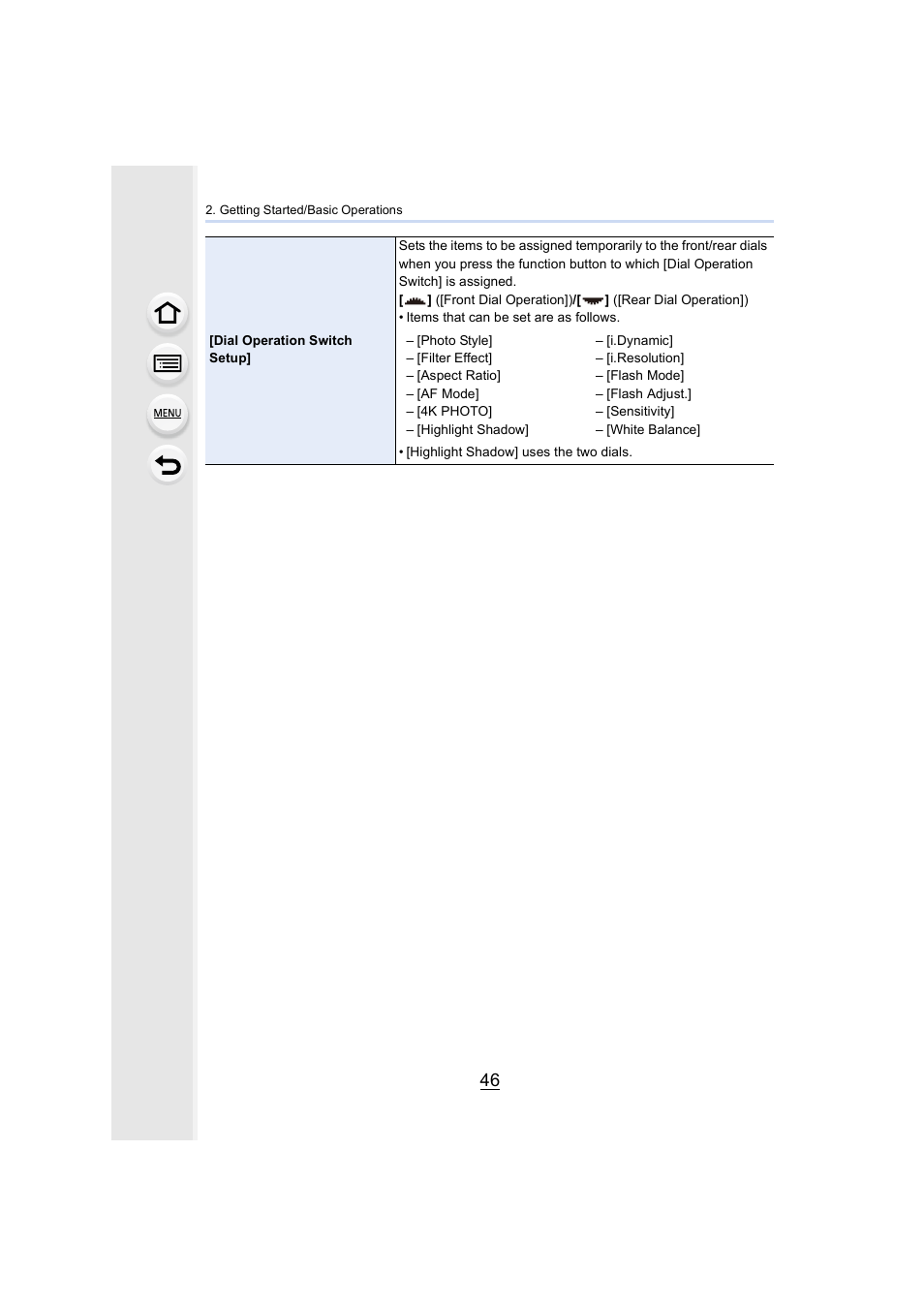 Panasonic Lumix GH5S Mirrorless Camera User Manual | Page 46 / 372