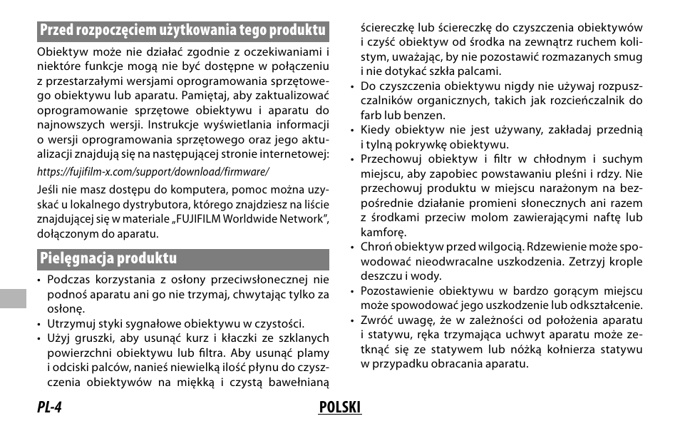 Pielęgnacja produktu | FujiFilm XF 150-600mm f/5.6-8 R LM OIS WR Lens User Manual | Page 148 / 204