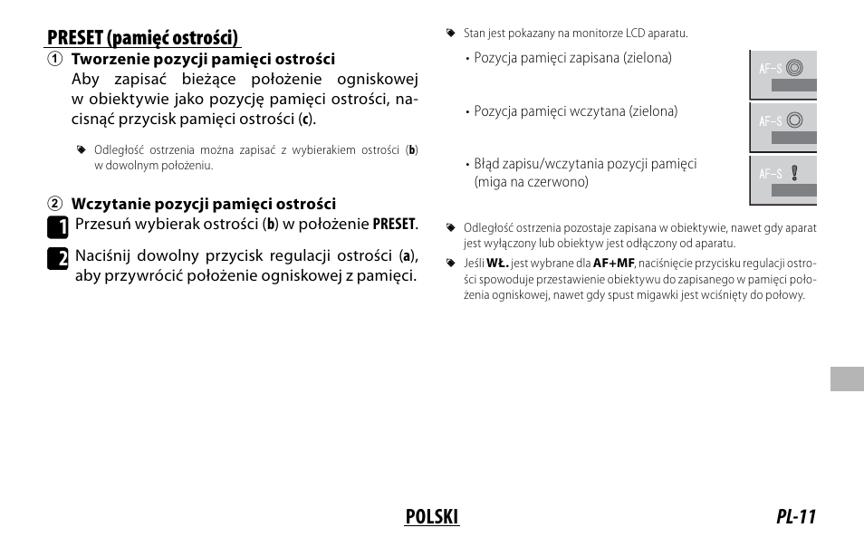 Pl-11 polski preset (pamięć ostrości) | FujiFilm XF 150-600mm f/5.6-8 R LM OIS WR Lens User Manual | Page 155 / 204