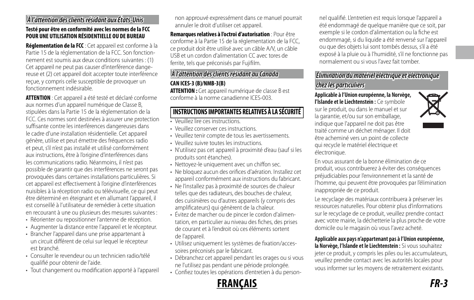 Fr-3 français | FujiFilm XF 150-600mm f/5.6-8 R LM OIS WR Lens User Manual | Page 27 / 204