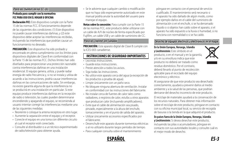 Es-3 español | FujiFilm XF 150-600mm f/5.6-8 R LM OIS WR Lens User Manual | Page 51 / 204