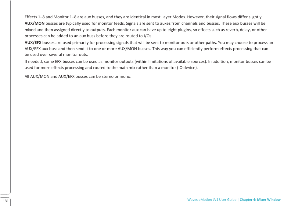 Waves eMotion LV1 64-Channel Mixer with Axis One Custom Computer User Manual | Page 136 / 220