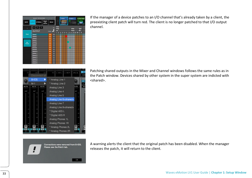Lv1 main build preview 10.09g | Waves eMotion LV1 64-Channel Mixer with Axis One Custom Computer User Manual | Page 38 / 220