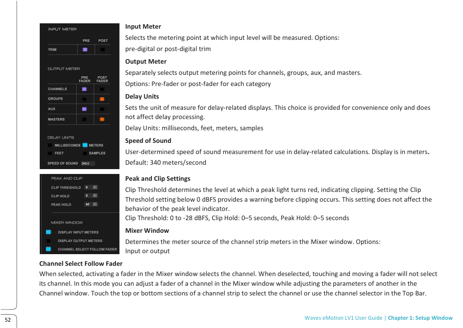 Waves eMotion LV1 64-Channel Mixer with Axis One Custom Computer User Manual | Page 57 / 220