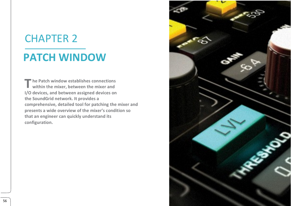 Chapter 2: patch window, Chapter 2 patc h window | Waves eMotion LV1 64-Channel Mixer with Axis One Custom Computer User Manual | Page 61 / 220