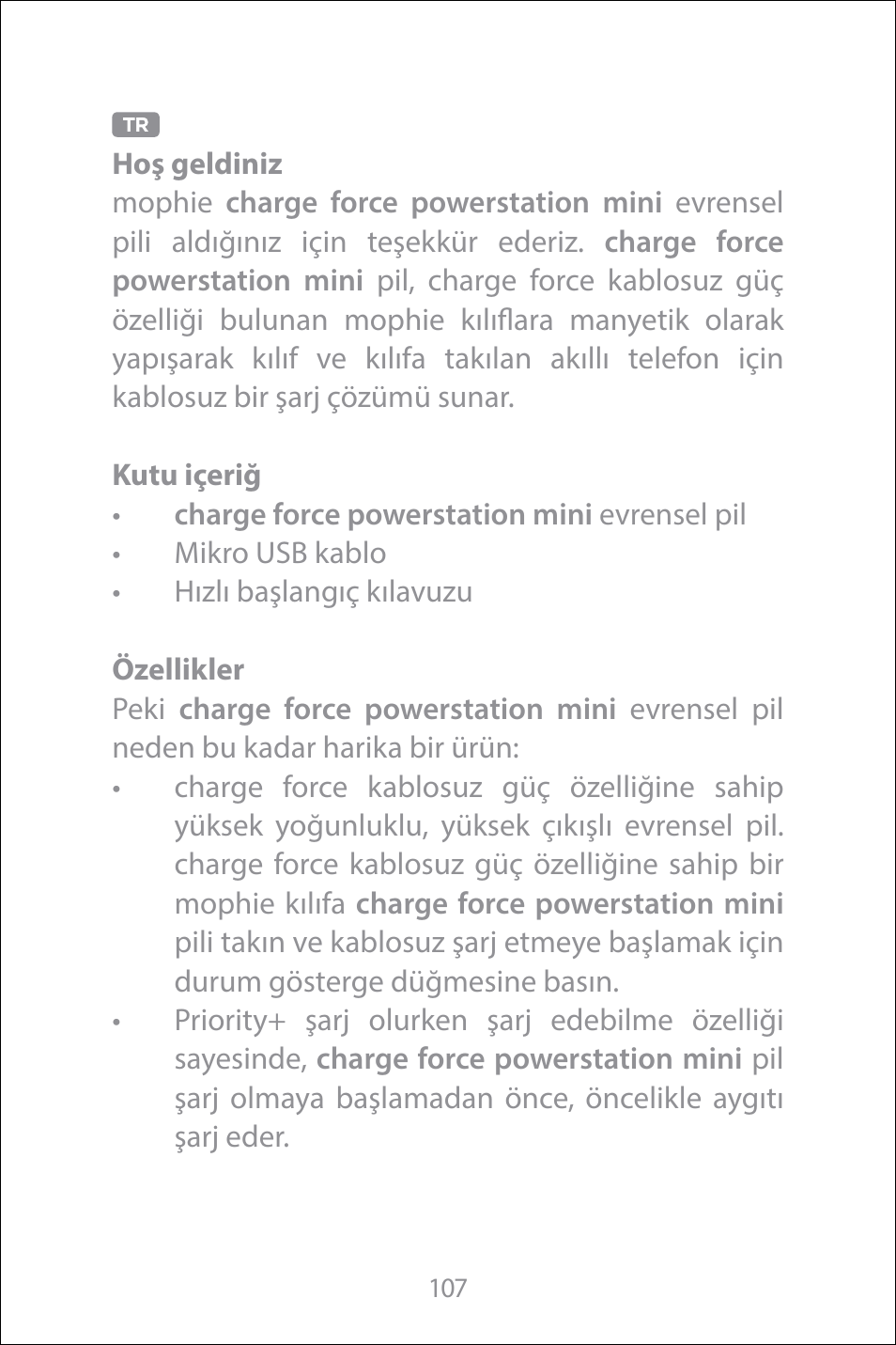Turkish | mophie Galaxy S8+ charge force case & powerstation mini User Manual | Page 107 / 171