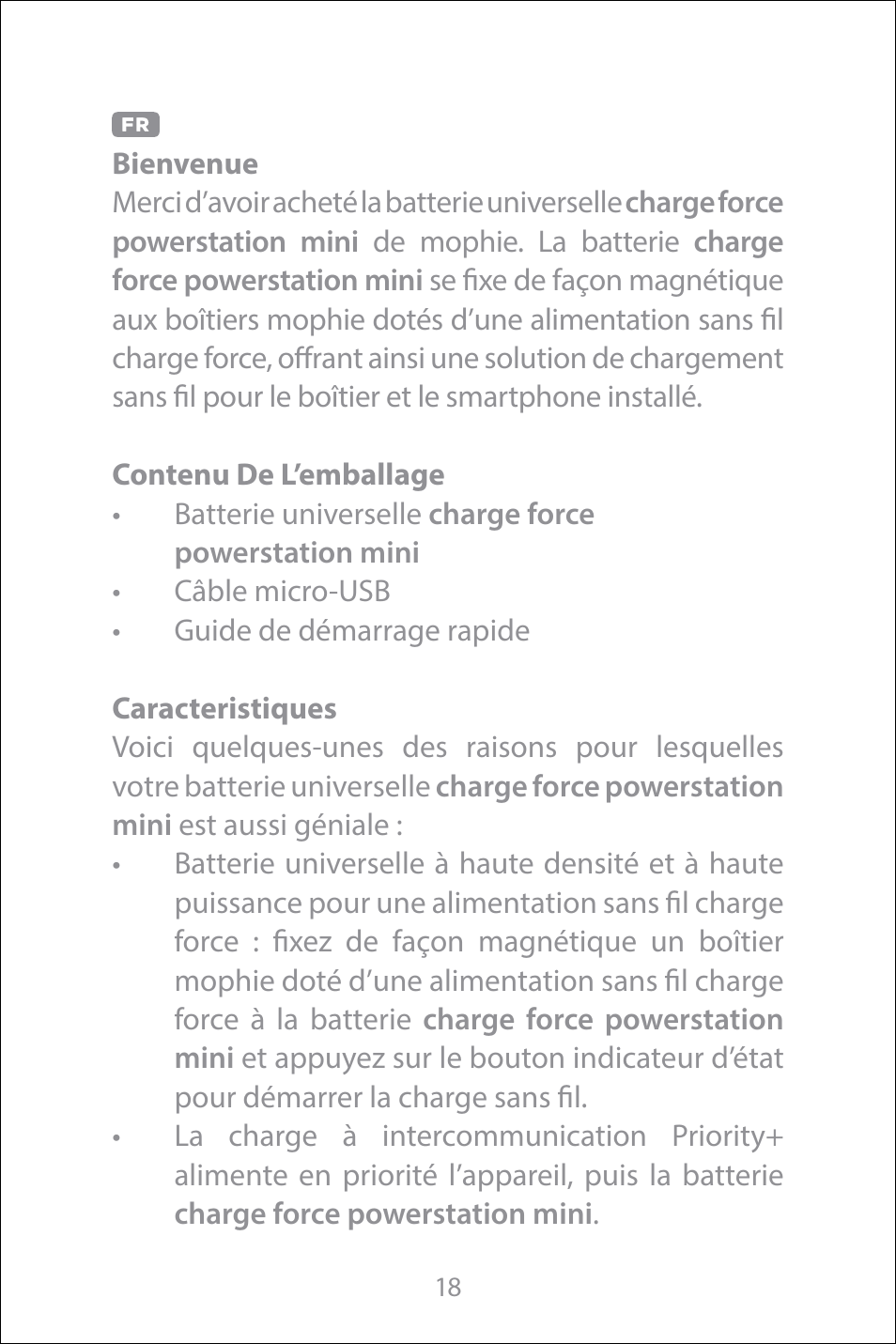 French | mophie Galaxy S8+ charge force case & powerstation mini User Manual | Page 18 / 171