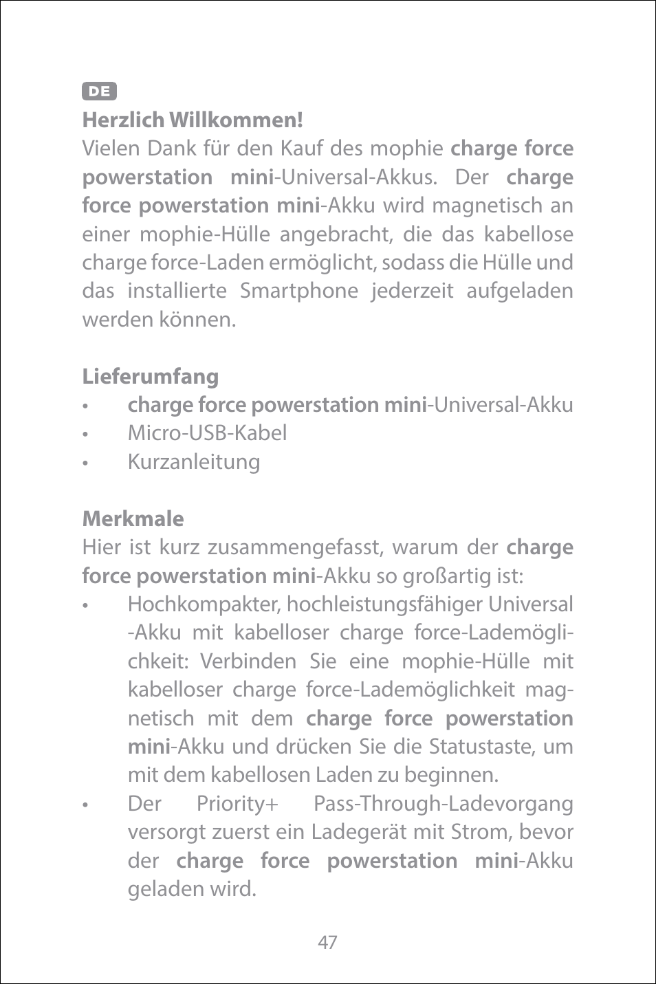 German | mophie Galaxy S8+ charge force case & powerstation mini User Manual | Page 47 / 171