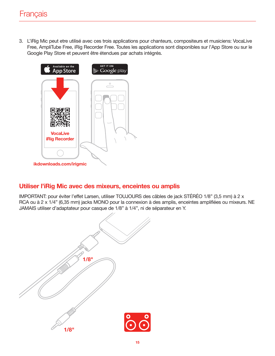 Français | IK Multimedia iRig Mic User Manual | Page 15 / 61