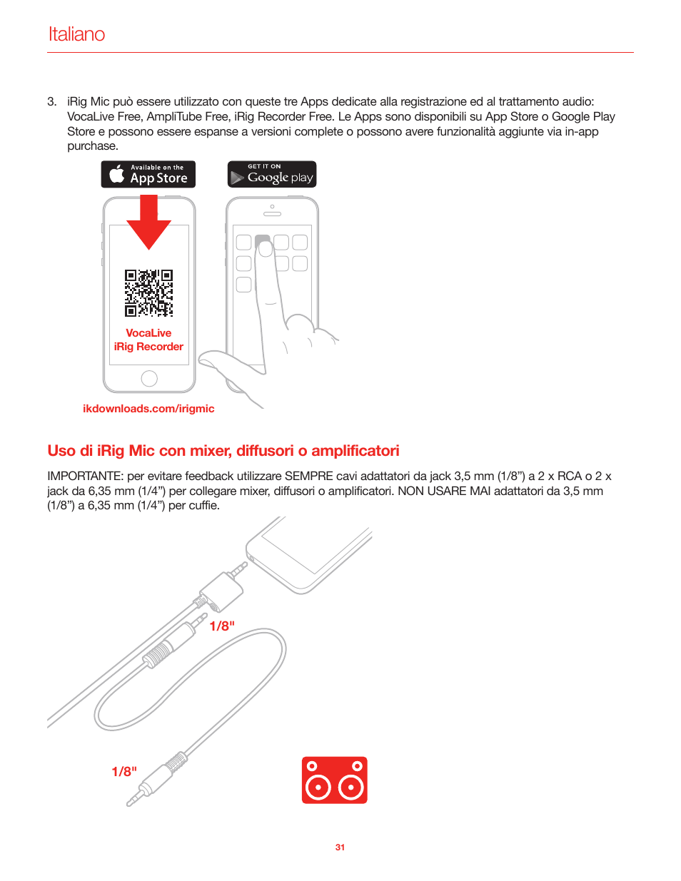 Italiano | IK Multimedia iRig Mic User Manual | Page 31 / 61