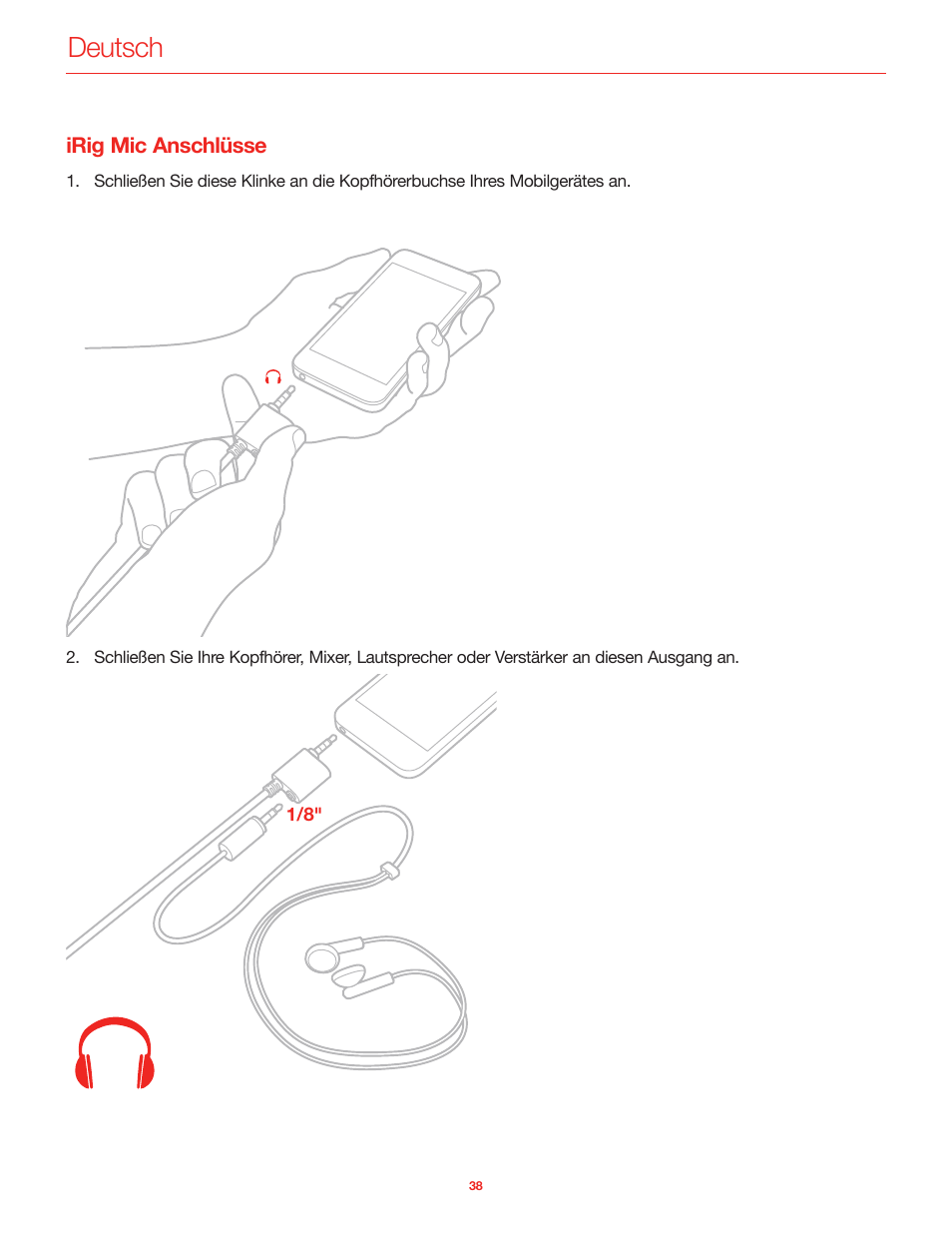 Irig mic anschlüsse, Deutsch | IK Multimedia iRig Mic User Manual | Page 38 / 61