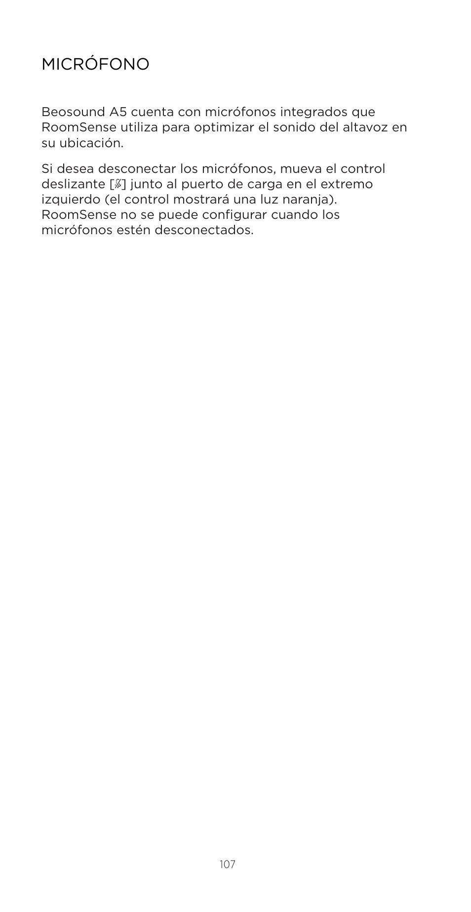 Micrófono | Bang & Olufsen Beosound A5 Portable Wireless Speaker (Nordic Weave) User Manual | Page 107 / 213