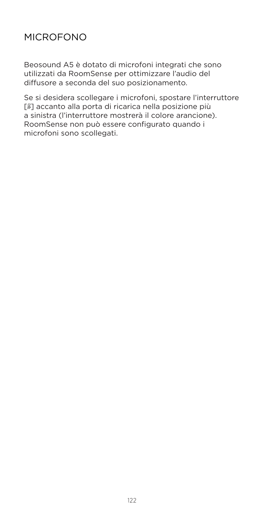 Microfono | Bang & Olufsen Beosound A5 Portable Wireless Speaker (Nordic Weave) User Manual | Page 122 / 213