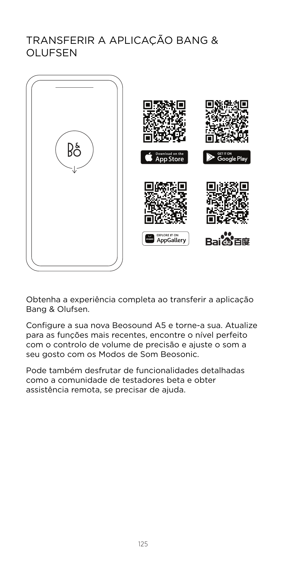 Transferir a aplicação bang & olufsen | Bang & Olufsen Beosound A5 Portable Wireless Speaker (Nordic Weave) User Manual | Page 125 / 213
