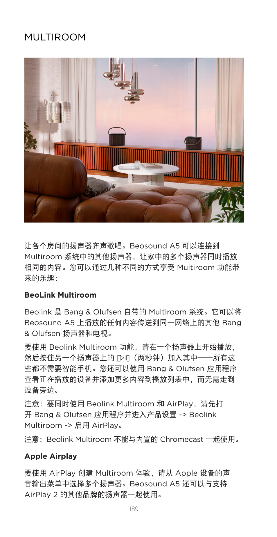 Multiroom | Bang & Olufsen Beosound A5 Portable Wireless Speaker (Nordic Weave) User Manual | Page 189 / 213
