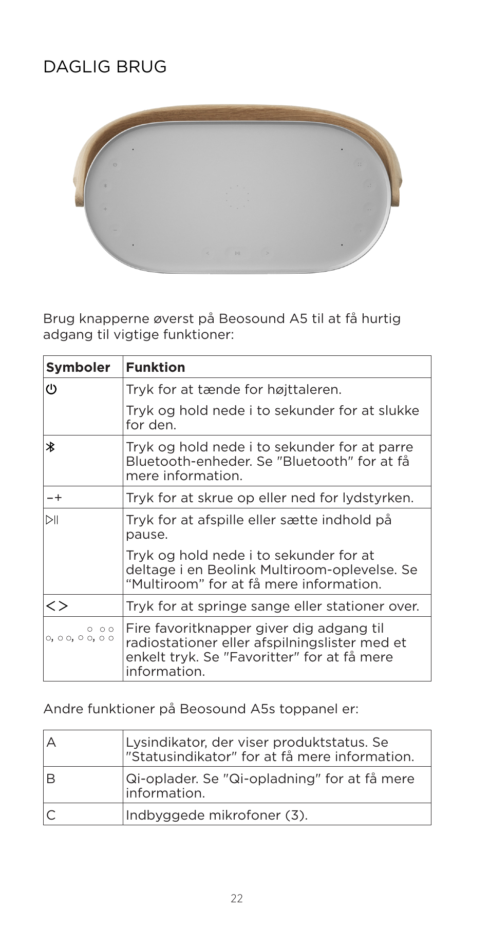 Daglig brug | Bang & Olufsen Beosound A5 Portable Wireless Speaker (Nordic Weave) User Manual | Page 22 / 213