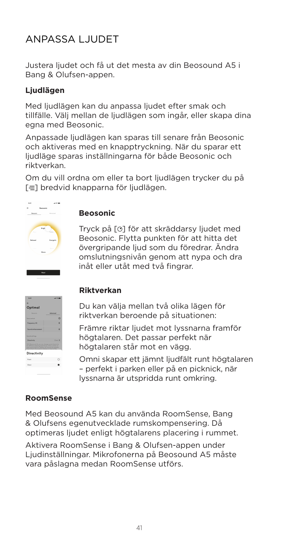 Anpassa ljudet | Bang & Olufsen Beosound A5 Portable Wireless Speaker (Nordic Weave) User Manual | Page 41 / 213