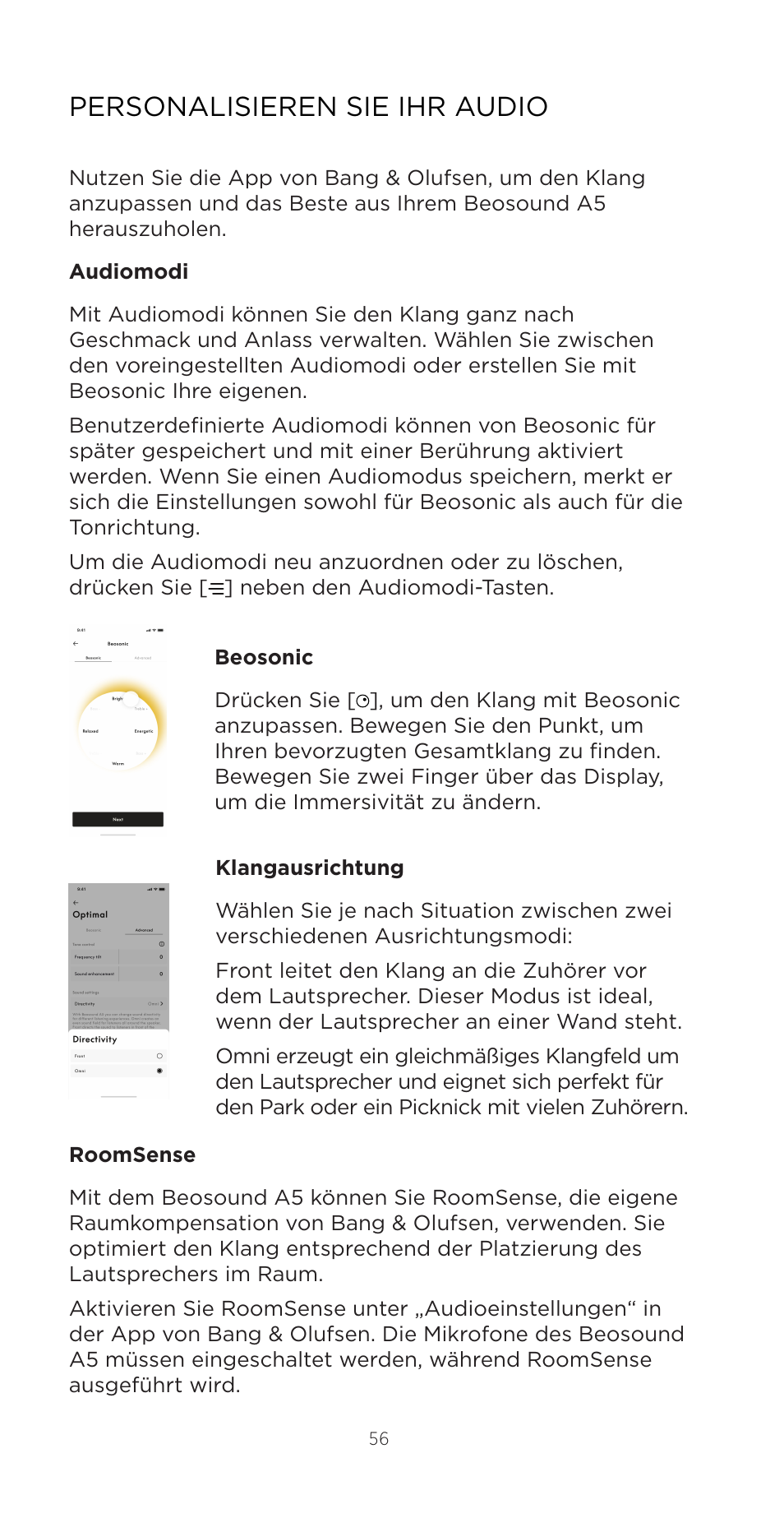 Personalisieren sie ihr audio | Bang & Olufsen Beosound A5 Portable Wireless Speaker (Nordic Weave) User Manual | Page 56 / 213