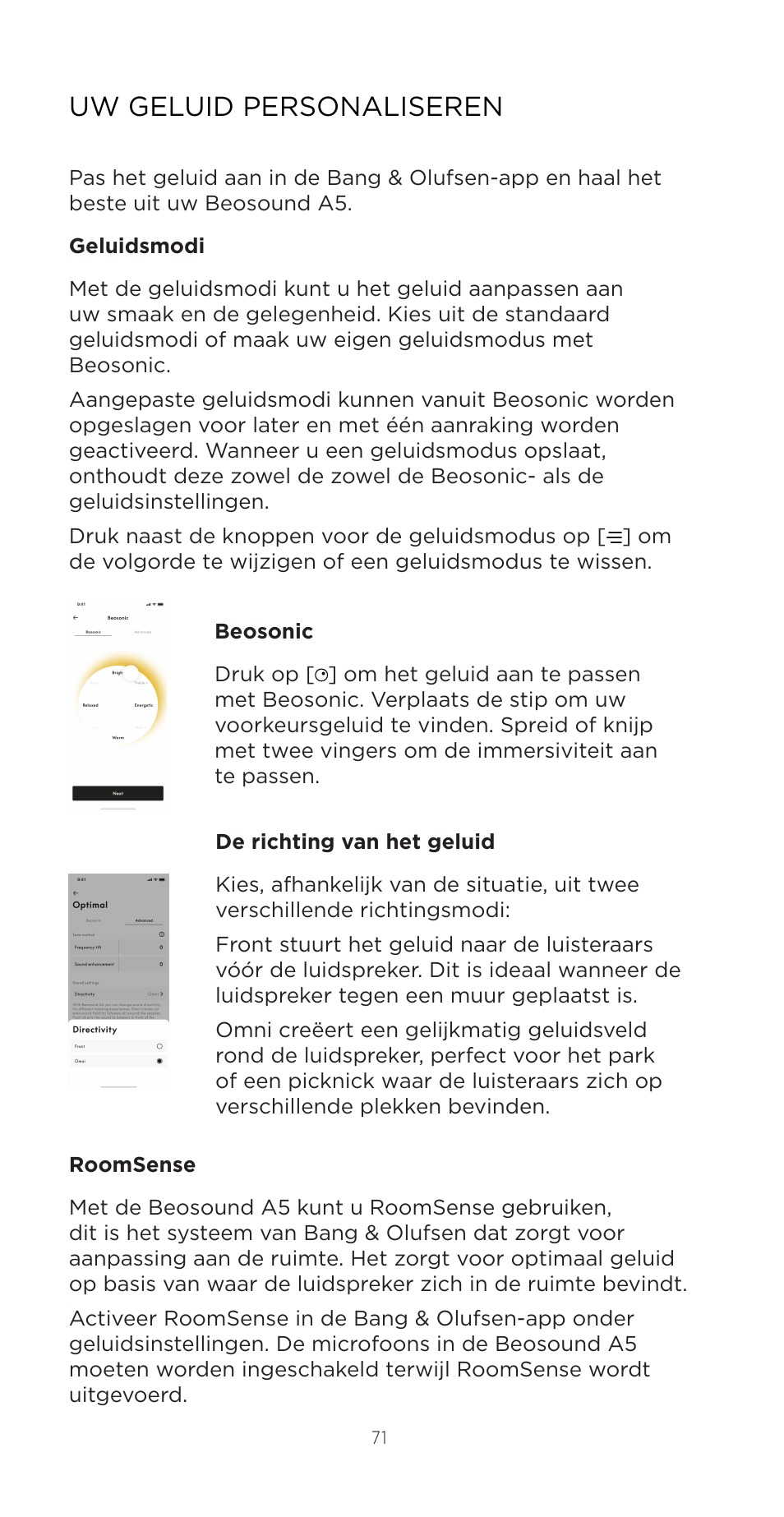 Uw geluid personaliseren | Bang & Olufsen Beosound A5 Portable Wireless Speaker (Nordic Weave) User Manual | Page 71 / 213