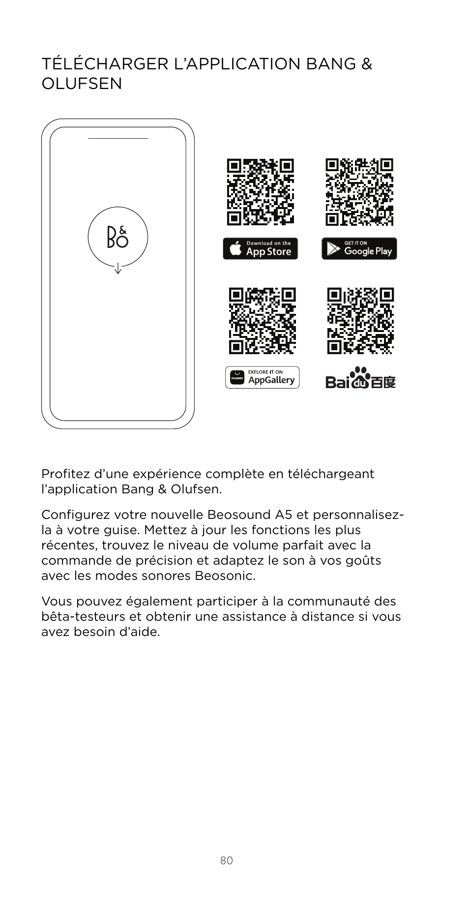 Télécharger l’application bang & olufsen | Bang & Olufsen Beosound A5 Portable Wireless Speaker (Nordic Weave) User Manual | Page 80 / 213