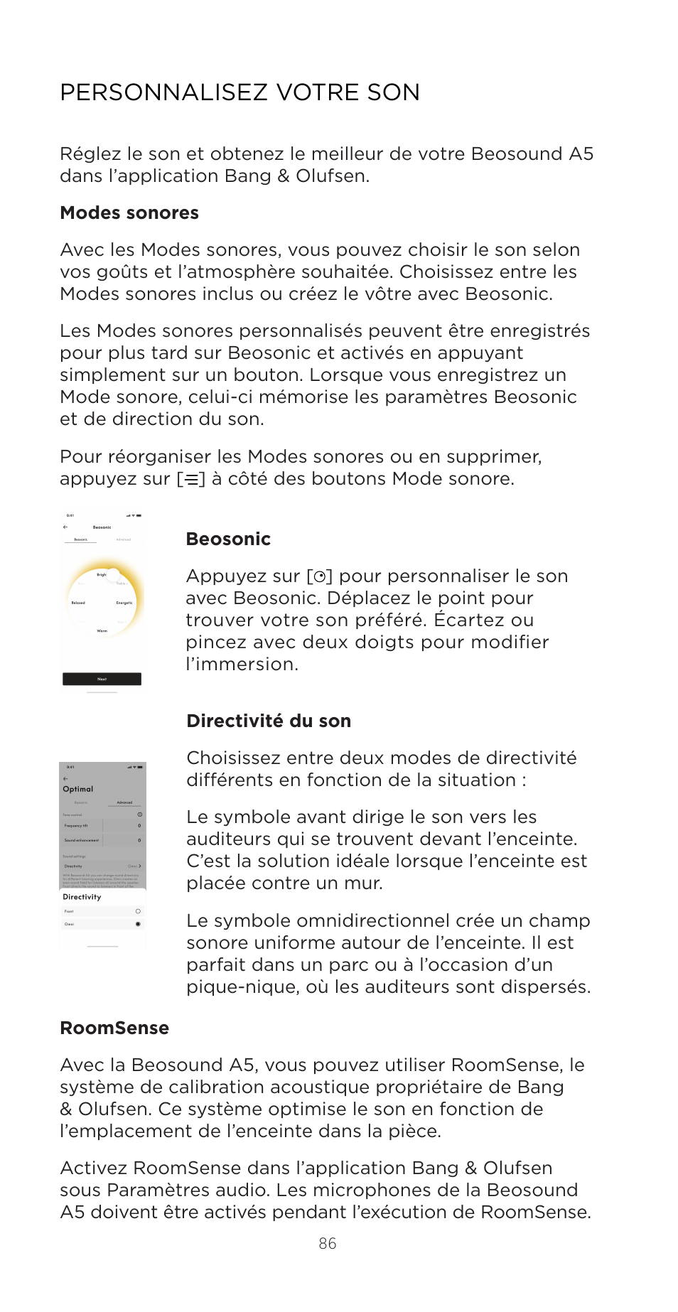 Personnalisez votre son | Bang & Olufsen Beosound A5 Portable Wireless Speaker (Nordic Weave) User Manual | Page 86 / 213