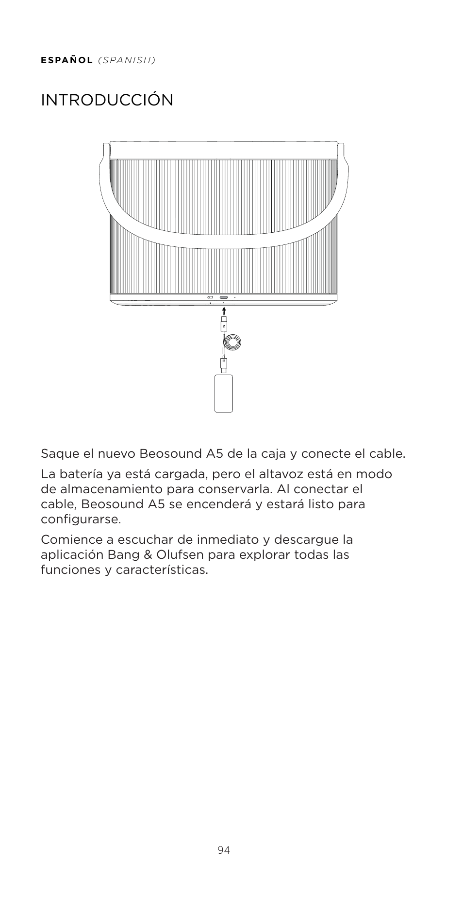 Introducción | Bang & Olufsen Beosound A5 Portable Wireless Speaker (Nordic Weave) User Manual | Page 94 / 213