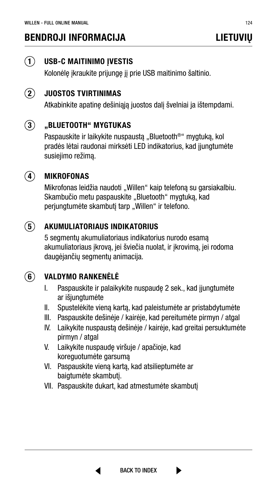 Bendroji informacija lietuvių | Marshall Willen Portable Bluetooth Speaker (Black & Brass) User Manual | Page 124 / 219