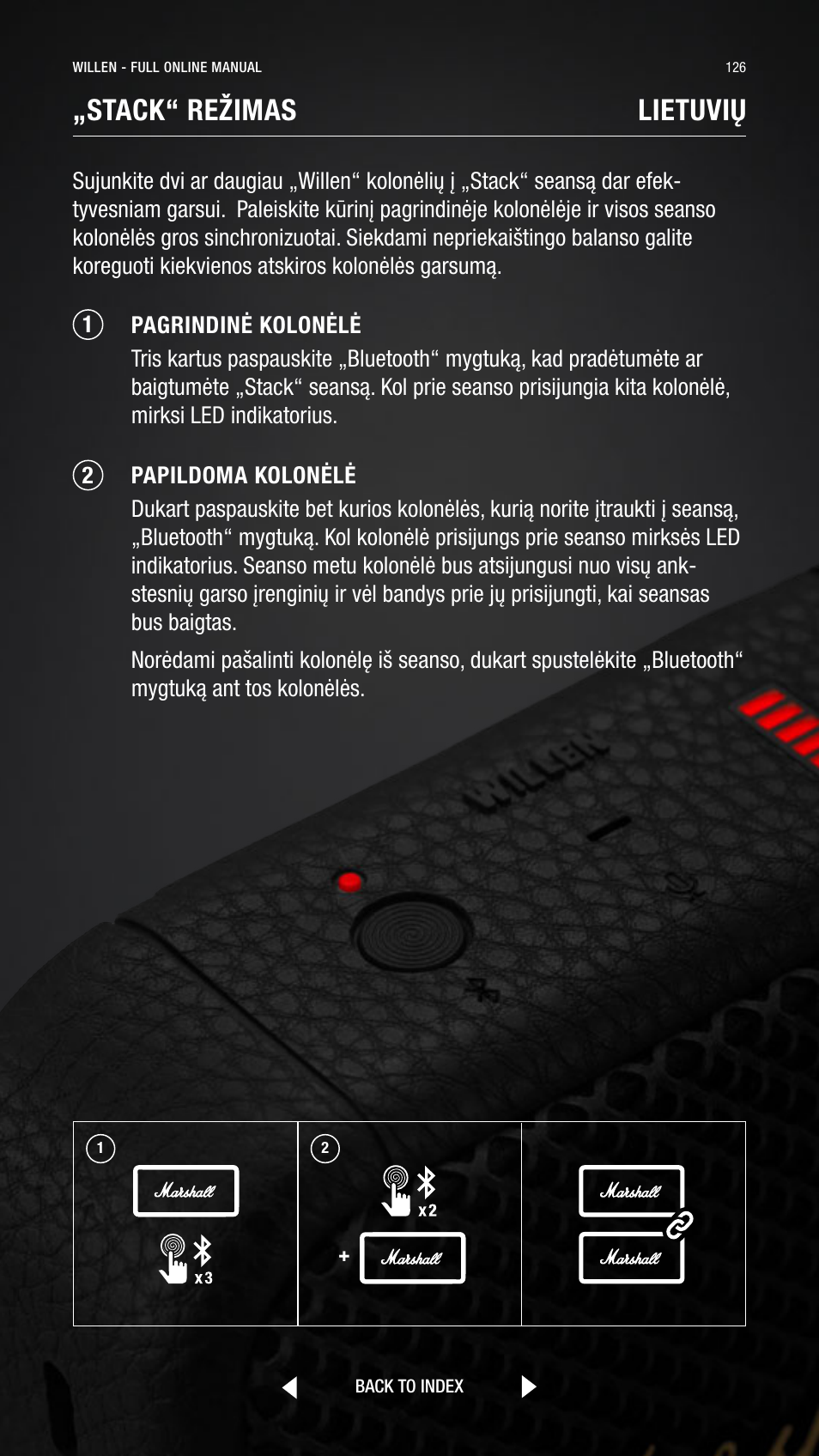 Stack“ režimas, Lietuvių | Marshall Willen Portable Bluetooth Speaker (Black & Brass) User Manual | Page 126 / 219