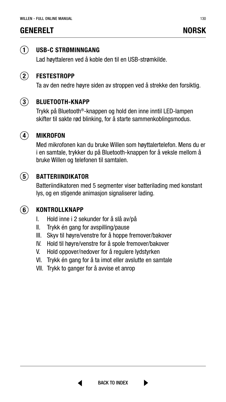Generelt norsk | Marshall Willen Portable Bluetooth Speaker (Black & Brass) User Manual | Page 130 / 219