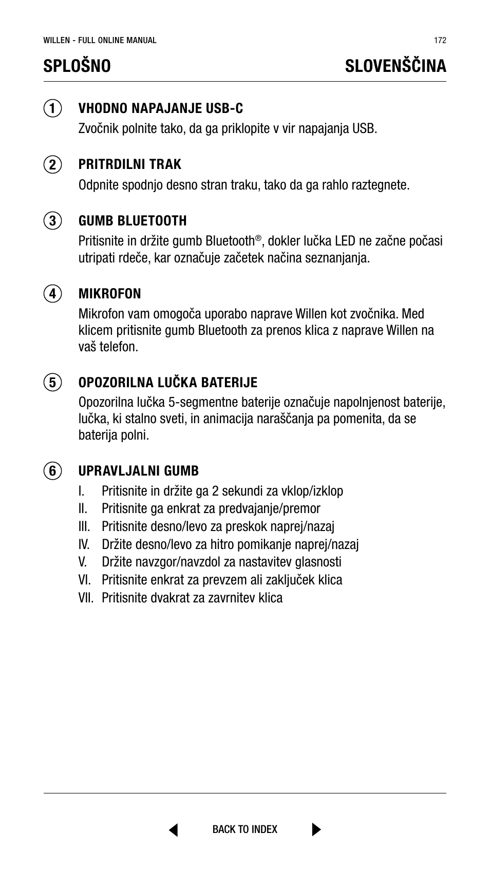 Splošno slovenščina | Marshall Willen Portable Bluetooth Speaker (Black & Brass) User Manual | Page 172 / 219