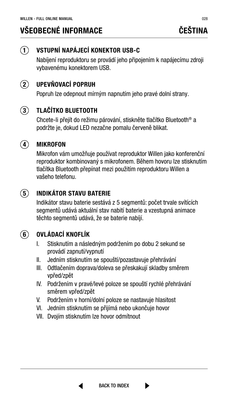 Všeobecné informace čeština | Marshall Willen Portable Bluetooth Speaker (Black & Brass) User Manual | Page 28 / 219