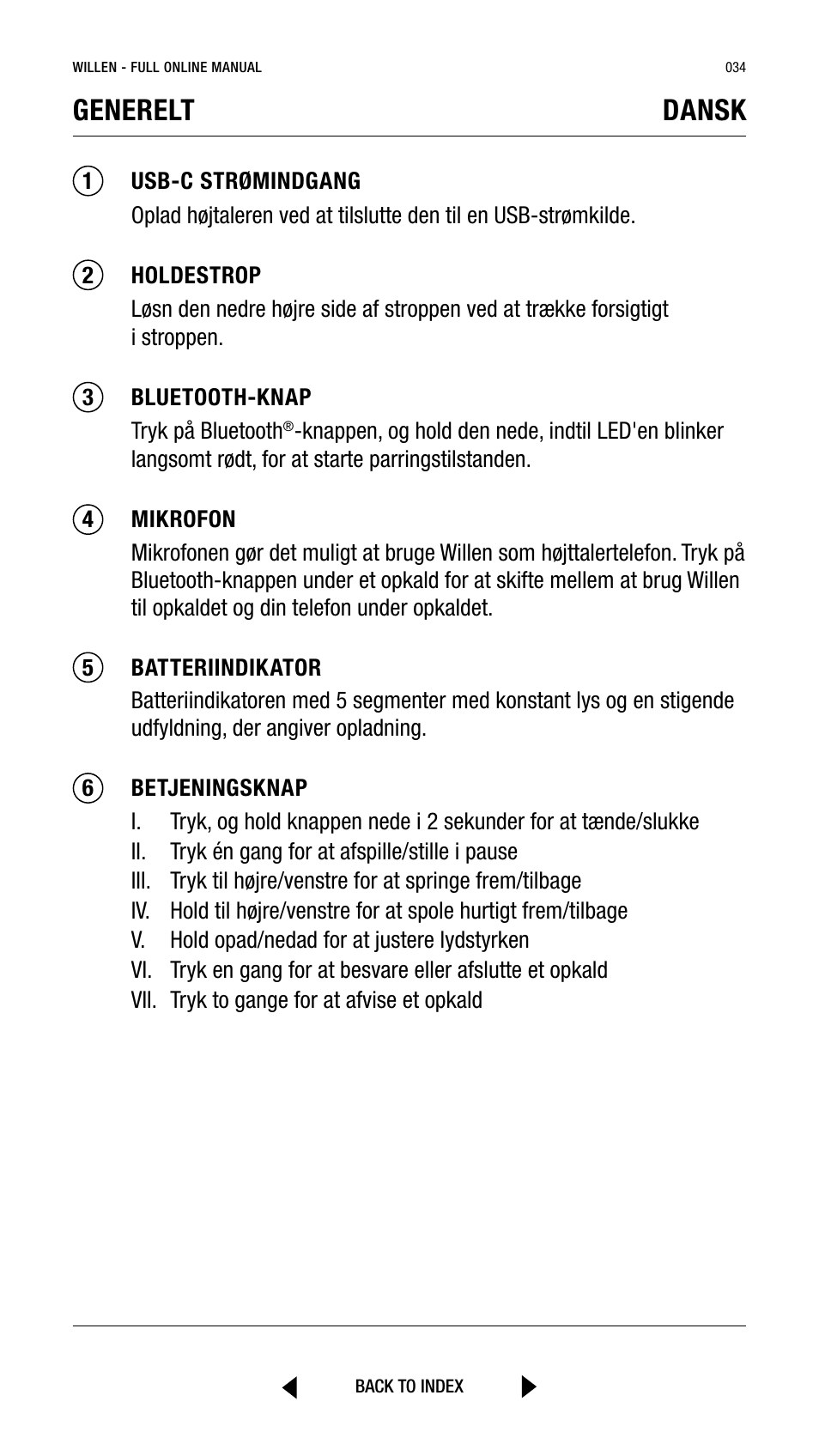 Generelt dansk | Marshall Willen Portable Bluetooth Speaker (Black & Brass) User Manual | Page 34 / 219