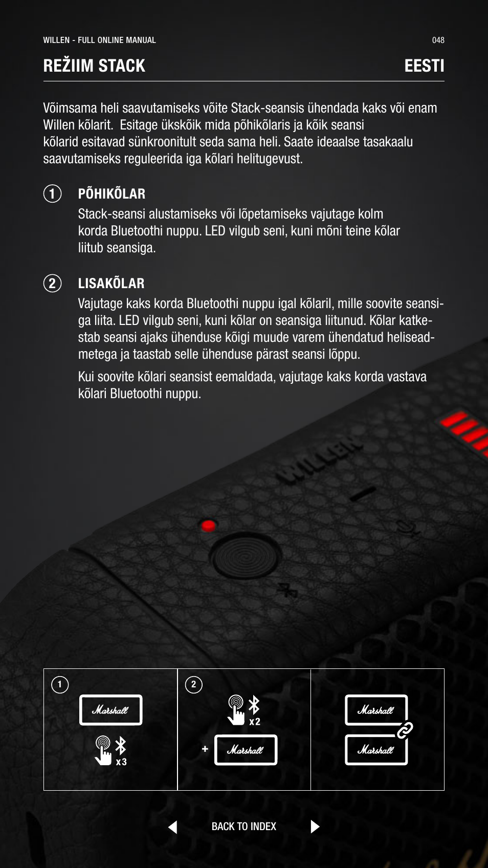 Režiim stack eesti | Marshall Willen Portable Bluetooth Speaker (Black & Brass) User Manual | Page 48 / 219