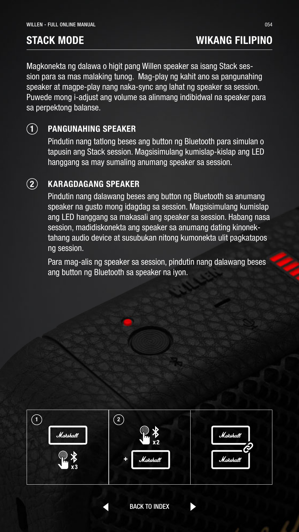 Stack mode wikang filipino | Marshall Willen Portable Bluetooth Speaker (Black & Brass) User Manual | Page 54 / 219