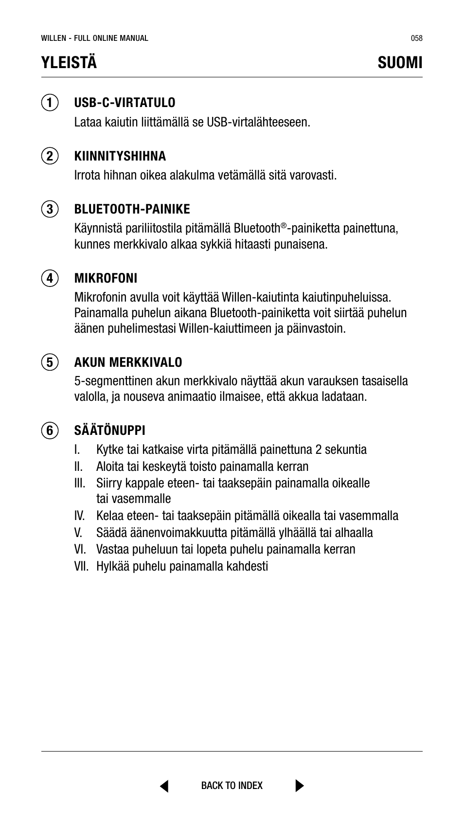 Yleistä suomi | Marshall Willen Portable Bluetooth Speaker (Black & Brass) User Manual | Page 58 / 219